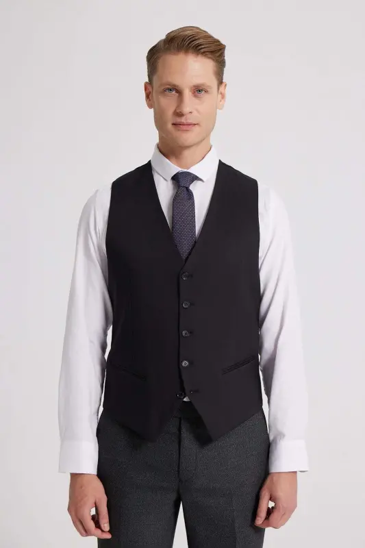 Ds Damat Siyah V Yaka Klasik Erkek Yelek - 1