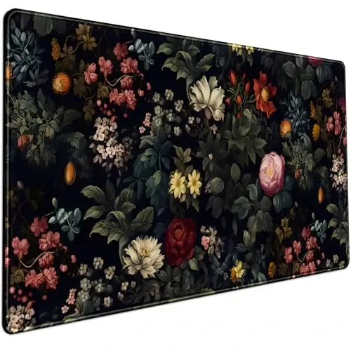 Siyah Vintage Masa Pedi - Büyük Mouse Pad ve Laptop Klavye Matı - Kaymaz Taban - 31,5 x 15,8 inç - Oyun ve Ofis Masa Dekoru - MECHANICAL CATTLE