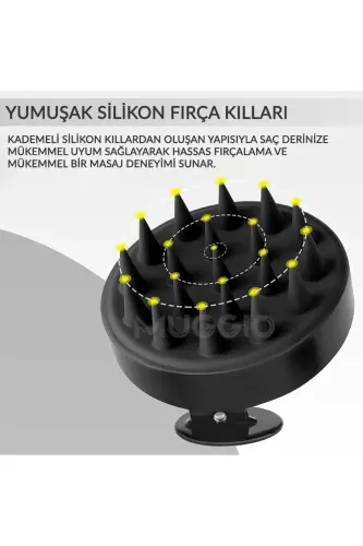 Siyah Yumuşak Silikonlu Saç Bakım Masaj Tarağı Duş Saç Deri Masaj Fırçası-Siyah - MUGGIO (1)