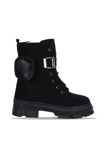 7640 Siyah Zümrüt Kışlık Kız Çocuk Kürklü Bot - Modazone (1)