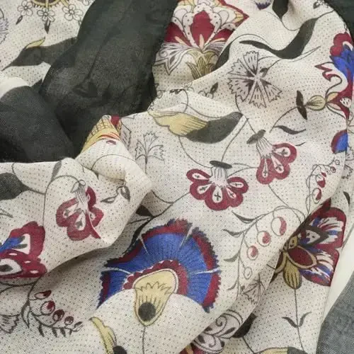 SIZNING TABASSUMINGIZ Ayollar uchun katta Boho sharf Yengil gul bosilgan sharflar Kuzgi qishki moda Chekka ro'mol o'ramlari - 5