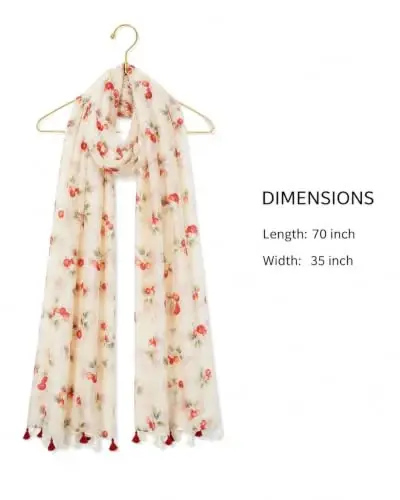 SIZNING TABASSUMINGIZ Ayollar uchun katta Boho sharf Yengil gul naqshli sharflar Kuzgi qishki moda chekkali ro'mol o'rash - 4
