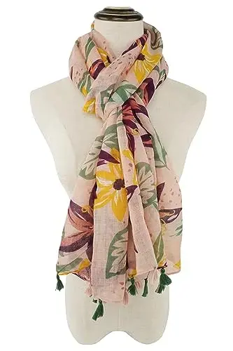 SIZNING TABASSUMINGIZ Ayollar uchun katta Boho sharf Yengil vaznli gul bosilgan sharflar Kuzgi qishki moda ponponli ro'mol o'rash - 11