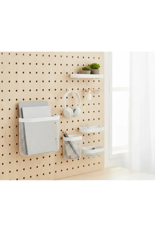 Skadıs 3 Piece Set 3 Multipurpose Steel Panel Piece White Storage Baskets - 2