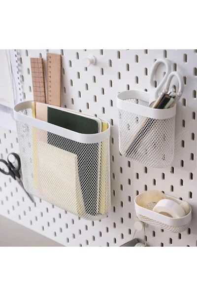 Skadıs 3 Lü Set 3 Adet Çok Amaçlı Çelik Pano Parçası Beyaz Saklama Sepetleri - IKEA