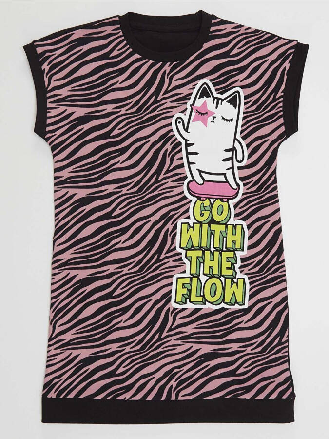 Skateboarder Cat Girl Zebra Dress - 3