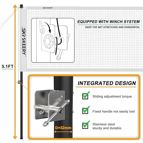 SKEERY Профессиональный набор для бадминтона с лебедкой, Портативная сетка для бадминтона включает в себя набор из 4 карбоно-алюминиевых ракеток для бадминтона, 3 воланчика и сумку для переноски, Наборы для бадминтона для задних дворов, пляжа - MODAZONE (1)