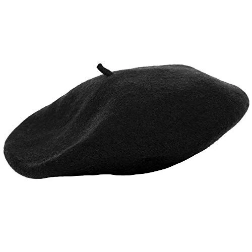 Skeleteen Black French Style Beret - Women's Classic Beret Hat For Casual Use - 1 Piece - 3 years and up (1)