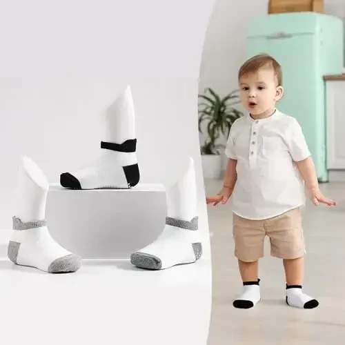 SkiBeaut 12 Pairs Toddler Non Slip Kid Boy Girl Socks with Grips, Toddlers Child Anti Skid Sticky Gripper Socks 1-7 Years Old - 4