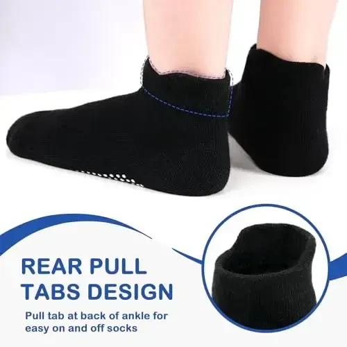 SkiBeaut 12 Pairs Toddler Non Slip Kid Boy Girl Socks with Grips, Toddlers Child Anti Skid Sticky Gripper Socks 1-7 Years Old - 4