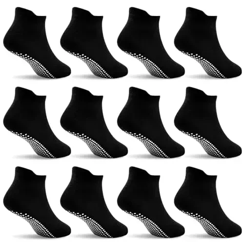 SkiBeaut 12 Pairs Toddler Non Slip Kid Boy Girl Socks with Grips, Toddlers Child Anti Skid Sticky Gripper Socks 1-7 Years Old - 7