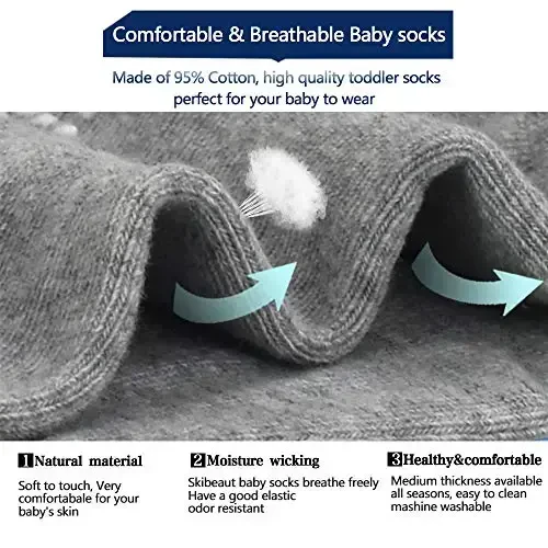 SkiBeaut 12 Pairs Toddler Non Slip Kid Boy Girl Socks with Grips, Toddlers Child Anti Skid Sticky Gripper Socks 1-7 Years Old - MODAZONE (1)