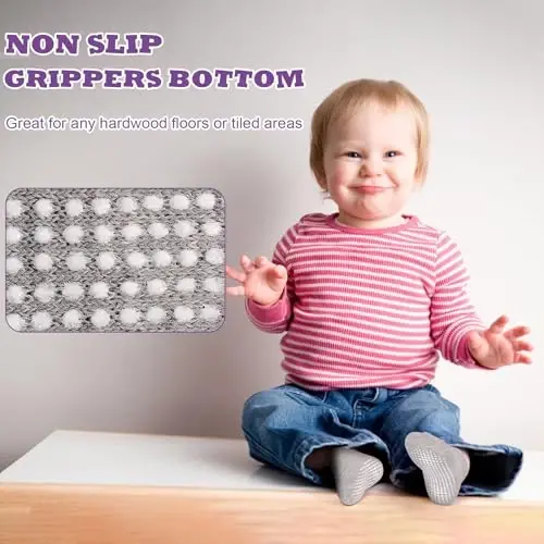 SkiBeaut 12 Pairs Toddler Non Slip Kid Boy Girl Socks with Grips, Toddlers Child Anti Skid Sticky Gripper Socks 1-7 Years Old - 2