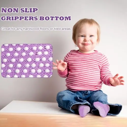 SkiBeaut 12 Pairs Toddler Non Slip Kid Boy Girl Socks with Grips, Toddlers Child Anti Skid Sticky Gripper Socks 1-7 Years Old - 4