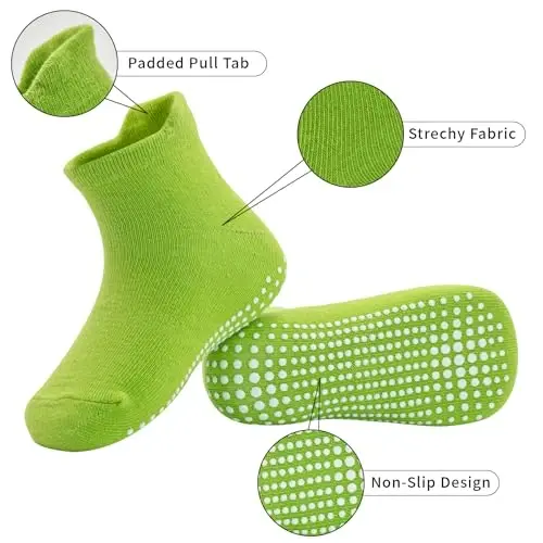 SkiBeaut 12 Pairs Toddler Non Slip Kid Boy Girl Socks with Grips, Toddlers Child Anti Skid Sticky Gripper Socks 1-7 Years Old - 5