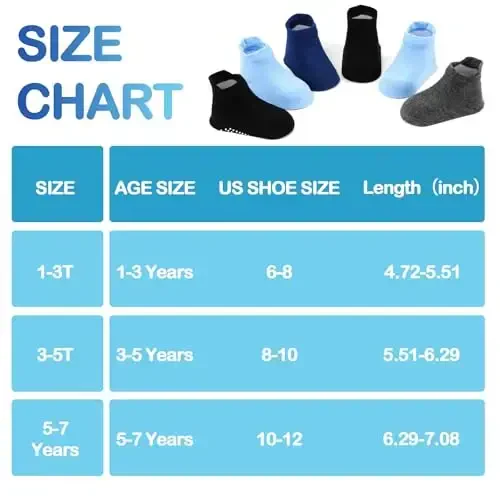 SkiBeaut 12 juft Toddler Non Slip Kid Boy Girl Paypoqlar Griplar bilan, Toddlerlar Bolalar Anti Skid Sticky Gripper Paypoqlar 1-7 Yillar - 5