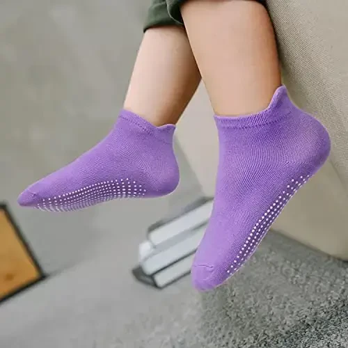 SkiBeaut 12 Pairs Toddler Non Slip Kid Boy Girl Socks with Grips, Toddlers Child Anti Skid Sticky Gripper Socks 1-7 Years Old - 2