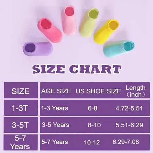 SkiBeaut 12 Pairs Toddler Non Slip Kid Boy Girl Socks with Grips, Toddlers Child Anti Skid Sticky Gripper Socks 1-7 Years Old - 6