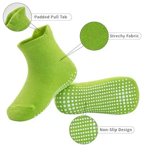 SkiBeaut 12 Pairs Toddler Non Slip Kid Boy Girl Socks with Grips, Toddlers Child Anti Skid Sticky Gripper Socks 1-7 Years Old - MODAZONE (1)