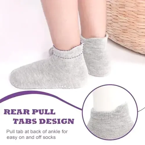 SkiBeaut 12 пар детских носков с нескользящим покрытием для мальчиков и девочек, детские противоскользящие носки с липким захватом для малышей 1-7 лет - 3