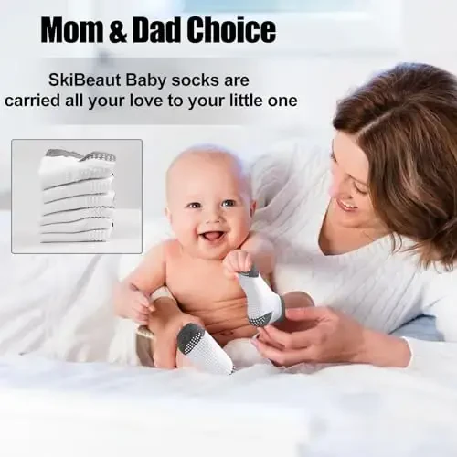 SkiBeaut 12 пар нескользящих носков для малышей, мальчиков и девочек, с захватами, детские противоскользящие липкие носки для детей 1-7 лет - 7