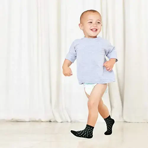 SkiBeaut Toddlers Kids Non Slip Socks Grips Sticky Slippery Crew Socks for 1-7 Years Old 12 Pairs Children Boys Girls Socks - 2