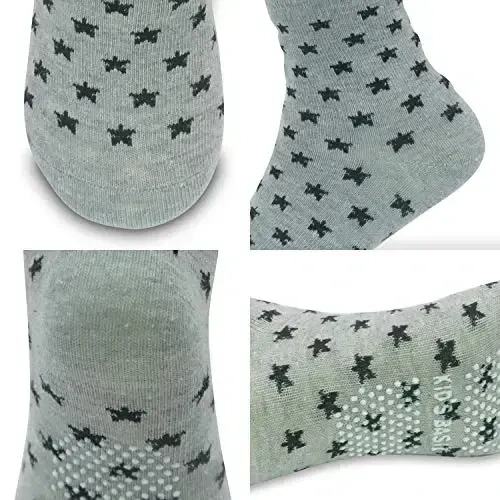 SkiBeaut Toddlers Kids Non Slip Socks Grips Sticky Slippery Crew Socks for 1-7 Years Old 12 Pairs Children Boys Girls Socks - 6
