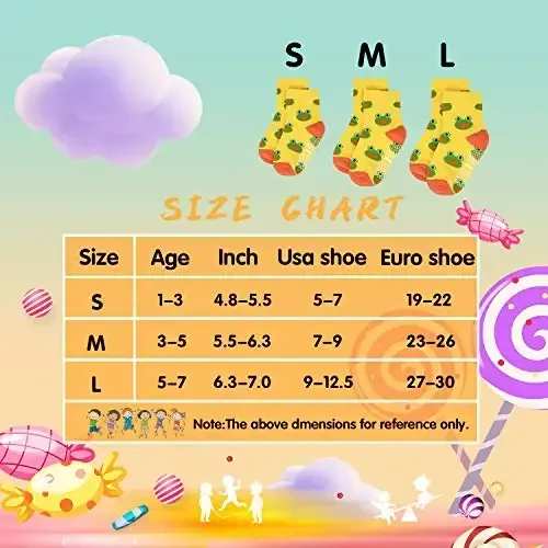 SkiBeaut Toddlers Kids Non Slip Socks Grips Sticky Slippery Crew Socks for 1-7 Years Old 12 Pairs Children Boys Girls Socks - 6
