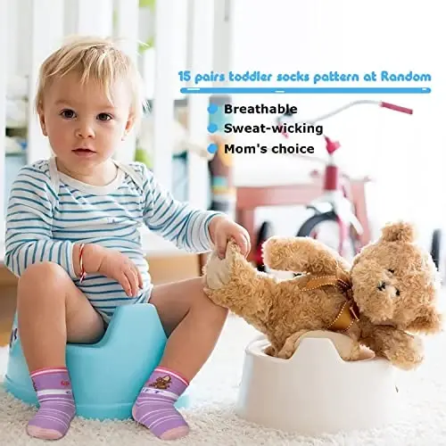 SkiBeaut Toddlers Kids Sirpanmaydigan Paypoqlar Tutqichlar Yopishqoq Sirpanchiq Paypoqlar 1-7 Yoshgacha Bo'lgan 12 Juft Bolalar O'g'il Qizlar Paypoqlari - 3