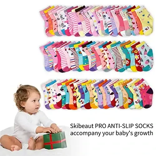 SkiBeaut Toddlers Kids Sirpanmaydigan Paypoqlar Tutqichlar Yopishqoq Sirpanchiq Paypoqlar 1-7 Yoshgacha Bo'lgan 12 Juft Bolalar O'g'il Qizlar Paypoqlari - 6