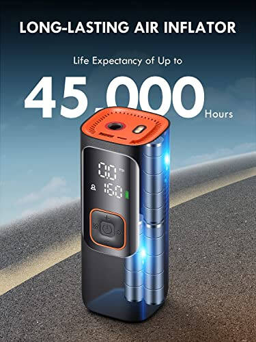 Skight Tire Inflator Portable Air Compressor - Powerful 150PSI & 2X Faster, Accurate Pressure LCD Display, Cordless Easy Operation - Portable Air Pump for Car, Motorcycle, E-Bike, Ball - 3