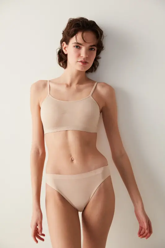 Skin Color Nu Basic Covered Seamless Wireless Bra - 4