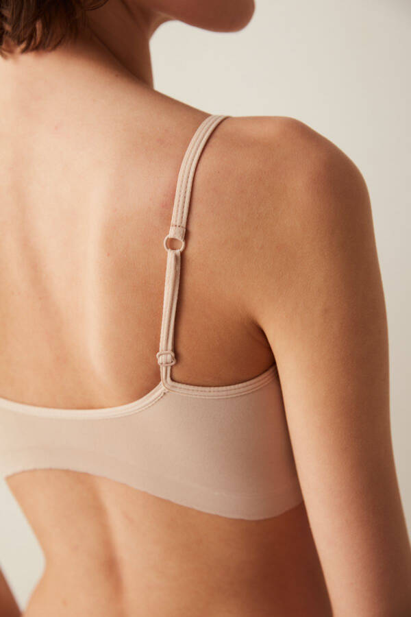 Skin Color Nu Basic Covered Seamless Wireless Bra - 16