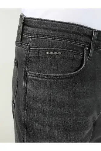 Skinny fit, low rise, narrow leg blue men's jeans. - 4