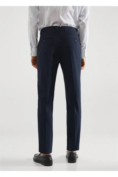 Skinny Fit Patterned Cloth Pants with Stretch Fabric - 4