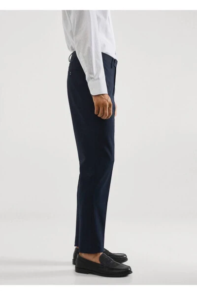 Skinny Fit Patterned Cloth Pants with Stretch Fabric - 5