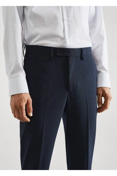 Skinny Fit Patterned Cloth Pants with Stretch Fabric - 6