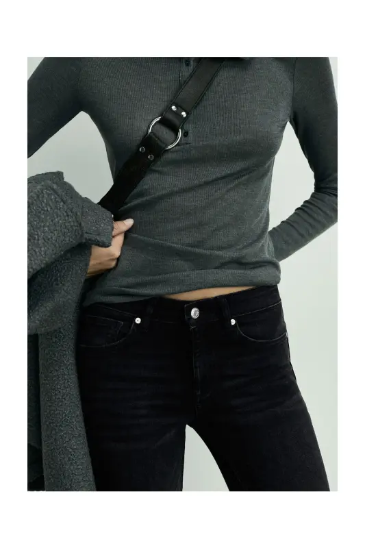 Skinny Push-up-Jeans - Schwarzer Denim - 7