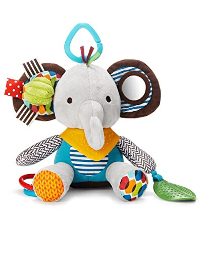 Skip Hop Bandana Buddies Baby Activity and Teething Toy with Multi-Sensory Rattle and Textures, Elephant - 7