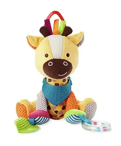 Skip Hop Bandana Buddies Baby Activity and Teething Toy with Multi-Sensory Rattle and Textures, Giraffe 