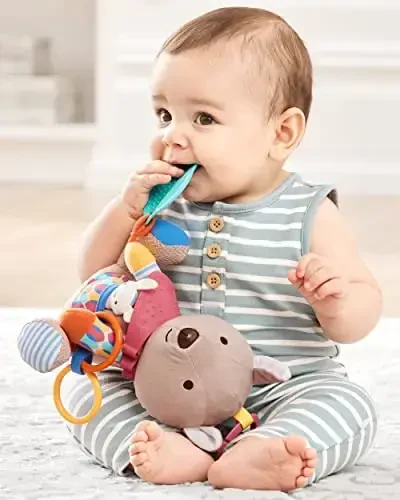 Skip Hop Bandana Buddies Baby Activity and Teething Toy with Multi-Sensory Rattle and Textures, Kangaroo - 5