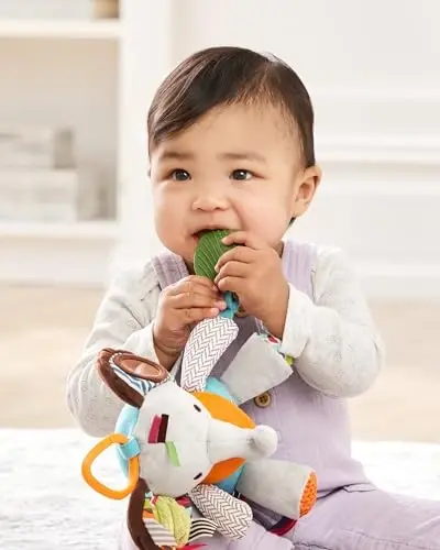 Skip Hop Bandana Buddies Baby Activity and Teething Toy with Multi-Sensory Rattle and Textures,Elephant,(Pack of 12) - 5