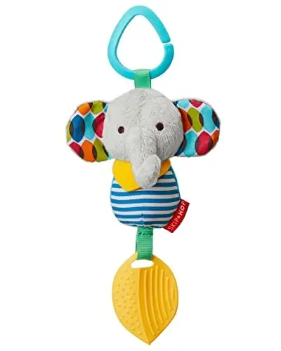 Skip Hop Bandana Buddies Baby Activity Chime & Teether Stroller Toy, Elephant, 3x2.5x7 Inch (Pack of 1) - 1