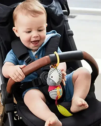 Skip Hop Bandana Buddies Baby Activity Chime & Teether Stroller Toy, Zebra - 5