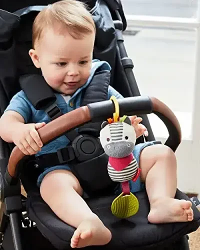 Skip Hop Bandana Buddies Baby Activity Chime & Teether Stroller Toy, Zebra - 6