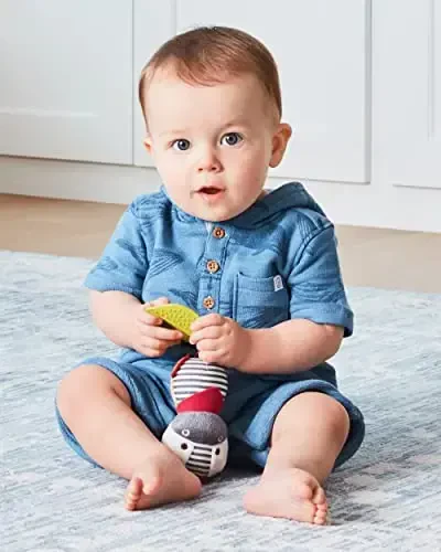 Skip Hop Bandana Buddies Baby Activity Chime & Teether Stroller Toy, Zebra - 7