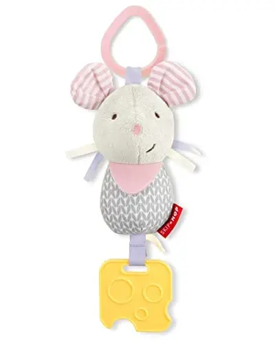Skip Hop Bandana Buddies Baby Activity Chime & Teether Stroller Toy, Elephant, 3x2.5x7 Inch (Pack of 1) - 1