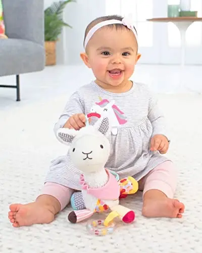 Skip Hop Bandana Buddies Baby Activity and Teething Toy with Multi-Sensory Rattle and Textures, Llama - SKIP (1)