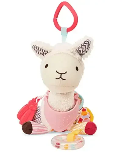 Skip Hop Bandana Buddies Baby Activity and Teething Toy with Multi-Sensory Rattle and Textures, Llama 