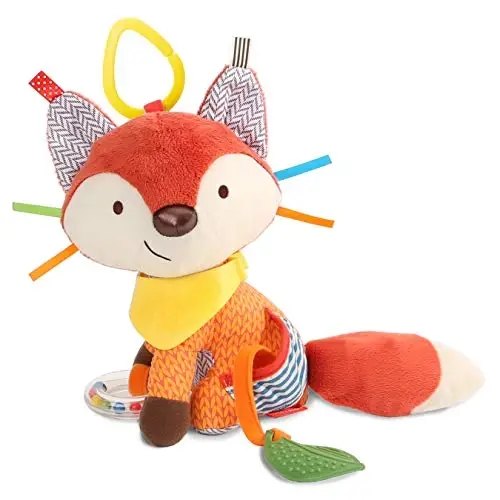 Skip Hop Bandana Buddies Baby Activity and Teething Toy with Multi-Sensory Rattle and Textures, Fox - SKIP